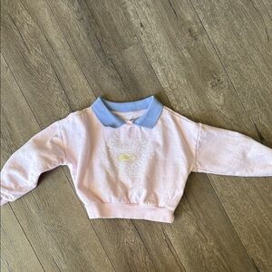 Reebok Pink cropped Sweatshirt with Blue Collar